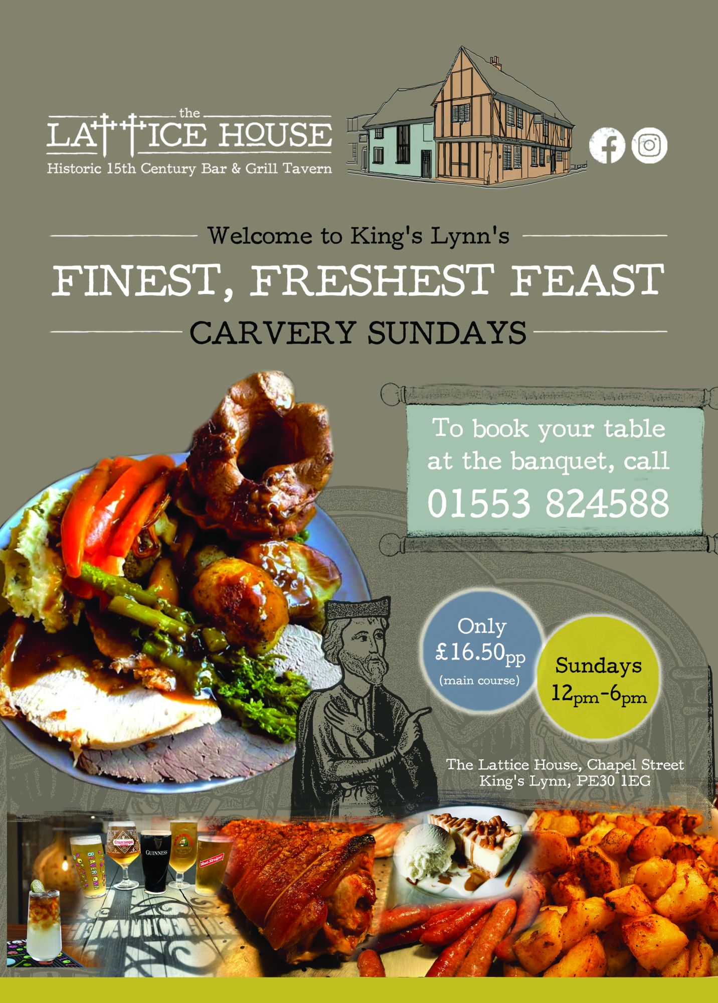 Carvery every Sunday 12pm - 6pm
